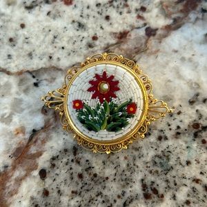 Women’s micro mosaic flower brooch